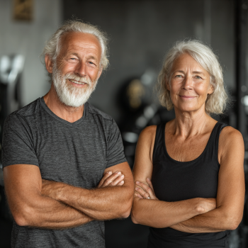 Aktív idősebb pár edzés közben