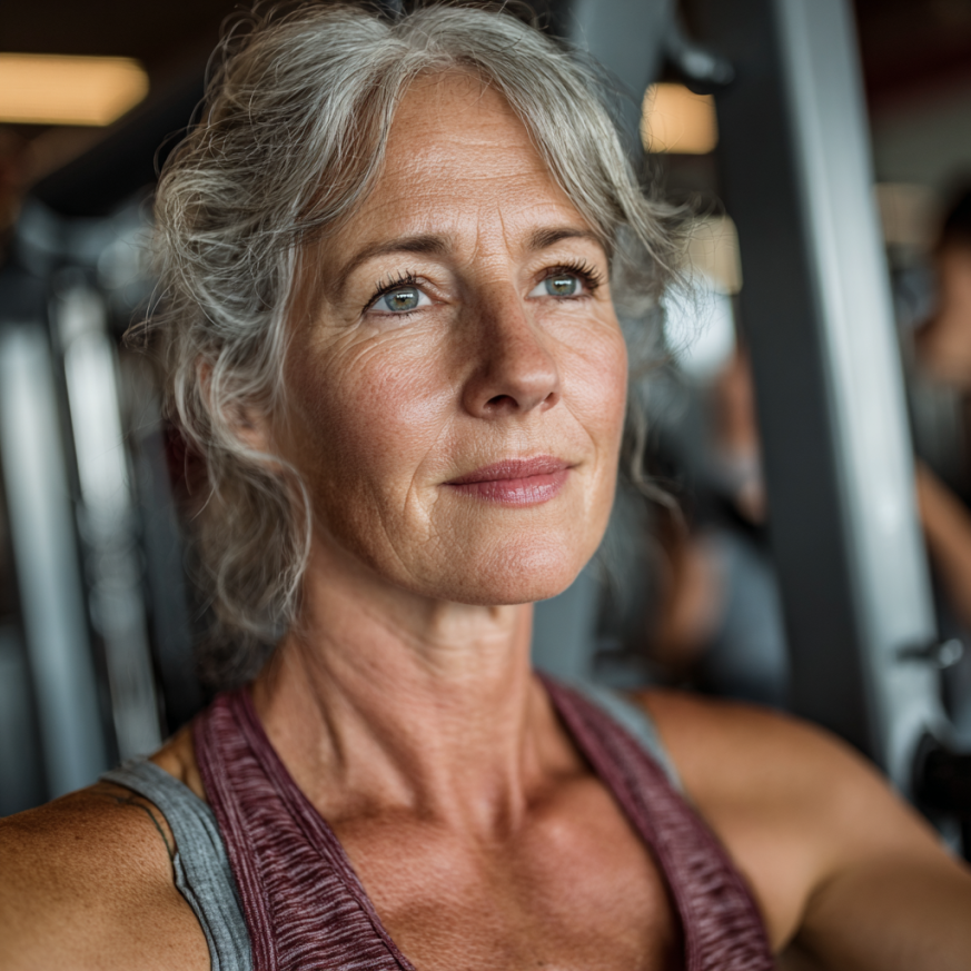 Egészséges idősebb nő edzés után